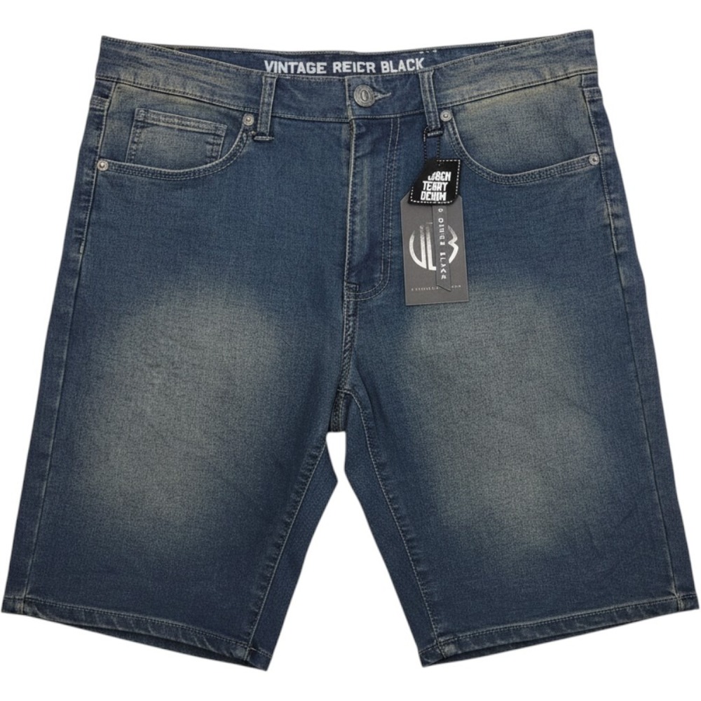 Vintage Genes Black Denim Shorts Mens 34 Blue NEW Slim Fit French Terry Knit
